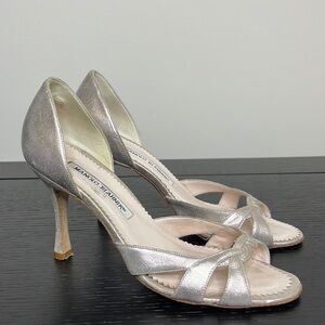 Manolo Blahnik Light Pink/Silver Toned D Orsay Heel Size 36.5